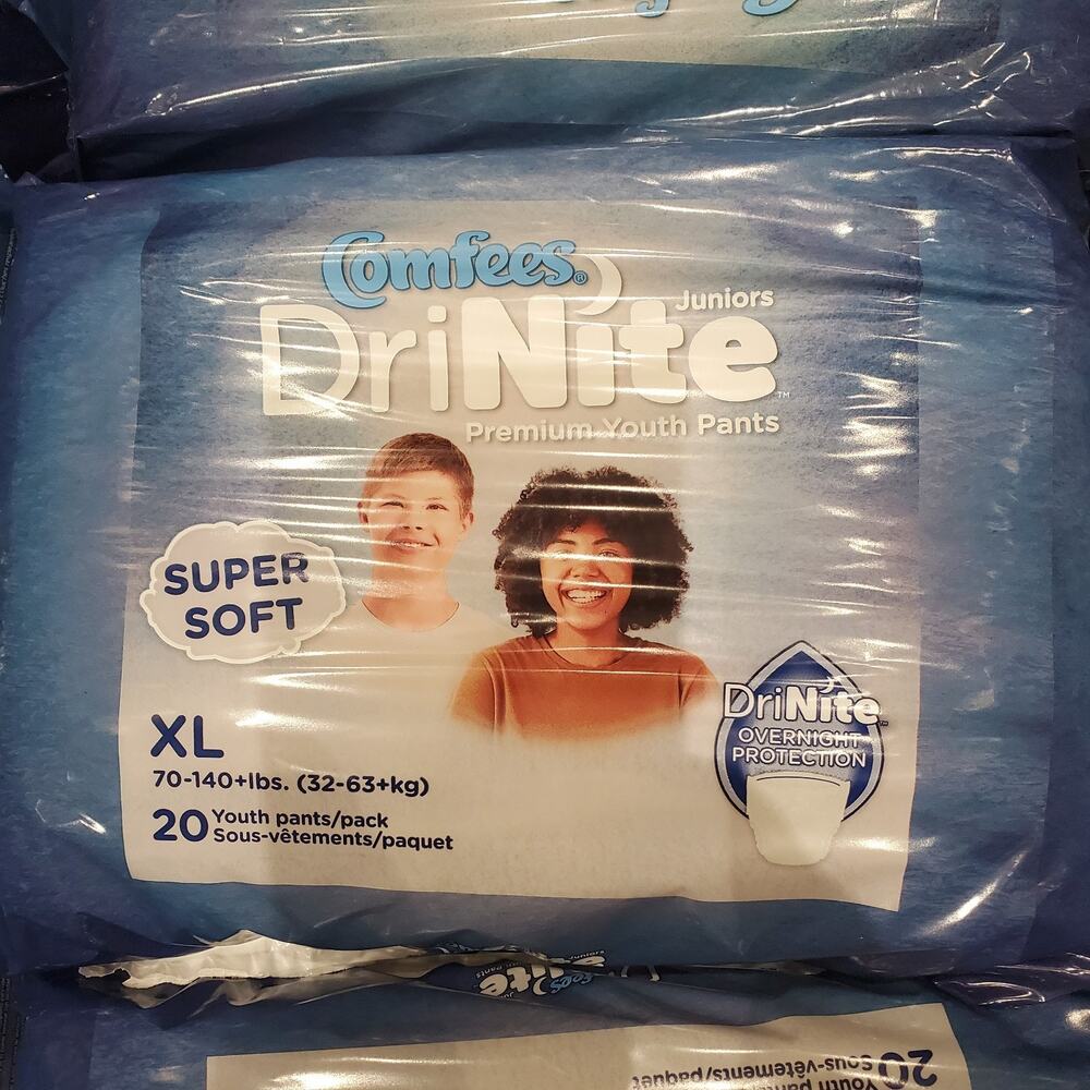 Comfees DriNite Youth Absorbent Pants XL 70-140+ lbs Underwear Nighttime 20 Ct